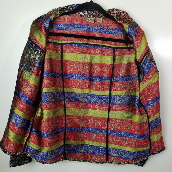 Chico's Dressy Silk Blend Multicolored Top Jacket - Picture 5 of 8